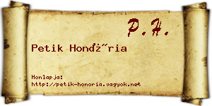 Petik Honória névjegykártya